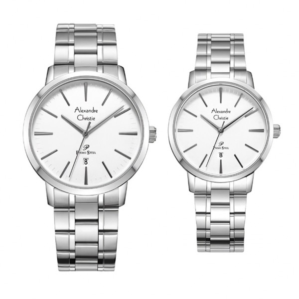 Alexandre Christie AC 1028 Silver White Couple